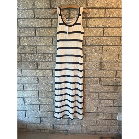 Striped Sleeveless Maxi Dress Navy & Cream Knit Small By Gilli - Picture 1 of 7